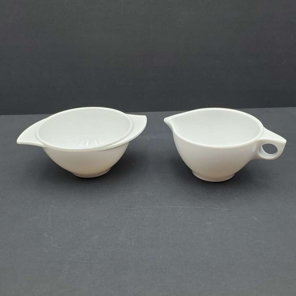 Boontonware White Melamine Creamer & Sugar Bowl Boonton NJ Plastic Creamer Set